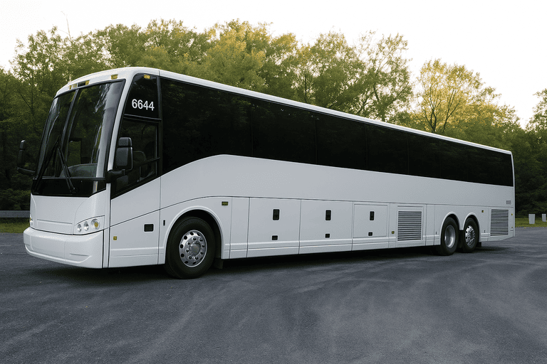 exterior of Charter Bus Rental Bend coach bus